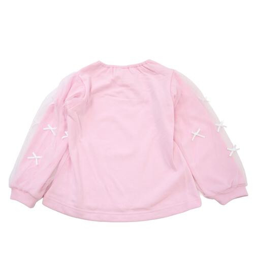 シークレット キャッチ！ティニピン 裏毛長袖トレーナー 袖チュール付き ピンク×100cm