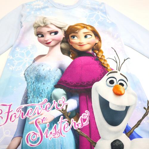 Disney ディズニー アナと雪の女王 長袖ナイトドレス  フリル付き エルサ サックス×100cm ベビーザらス限定