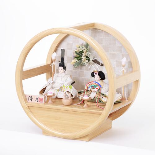 【雛人形】親王飾り 円形市松アレンジフラワー