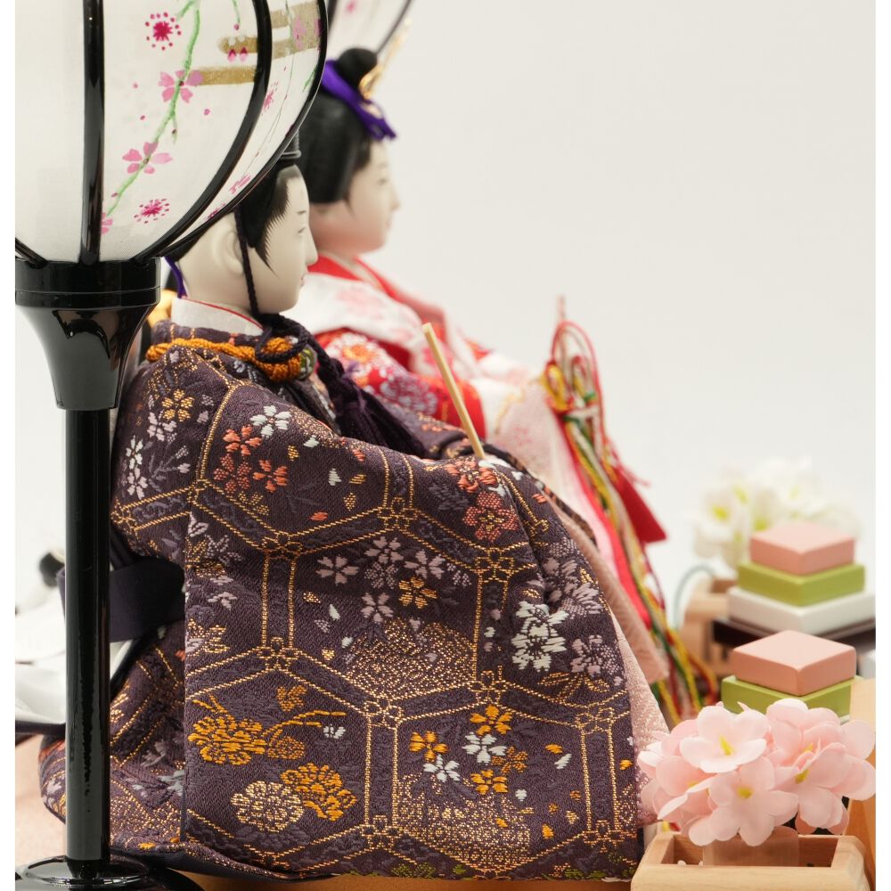 雛人形】ケース飾り 親王飾り「桜クリスタルワイン塗アクリル