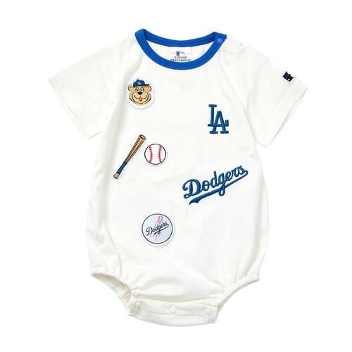 MLB ワッペン半袖ボディスーツ  ドジャース オフホワイト&times;80cm  ベビーザらス限定