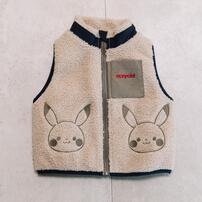 monpoke モンポケ ベスト ボア ピカチュウ ベージュ×90cm