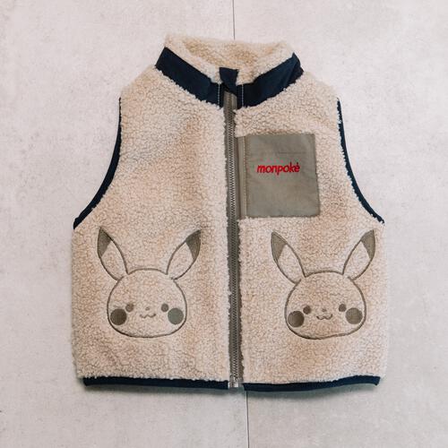 monpoke モンポケ ベスト ボア ピカチュウ ベージュ×90cm
