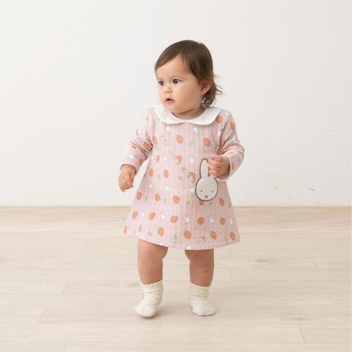 miffy ミッフィー 長袖ロンパース サコッシュ付き ミディアムピンク×80cm ベビーザらス限定