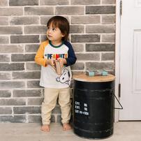 SNOOPY スヌーピー 長袖Tシャツ ラグラン 袖配色 ナチュラル×90cm