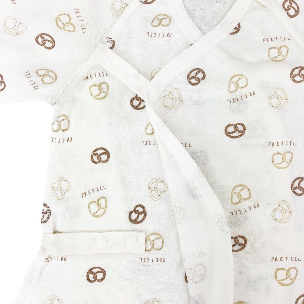 コンビ肌着 ネコ×プレッツェル柄 2枚組(ホワイト×50-70cm) ベビーザら