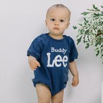 BUDDYLEE 半袖ボディスーツ インディゴ染め ブルー&times;70cm