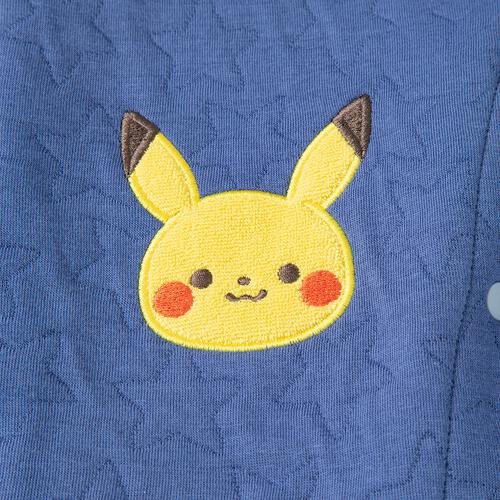 monpoke モンポケ 長袖ロンパース サロペット型 ブルー×70cm