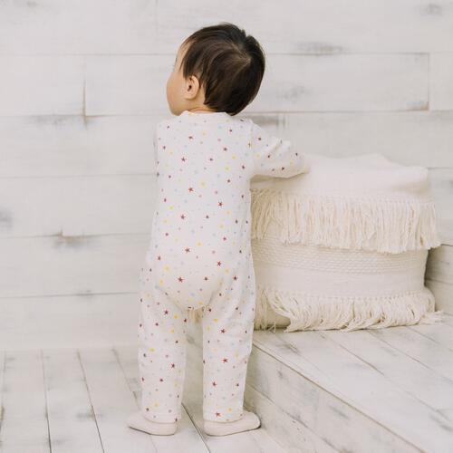 【FirstCloset×mioさん】 長袖ファスナーオール  星柄 裏毛 ナチュラル×80cm ベビーザらス限定