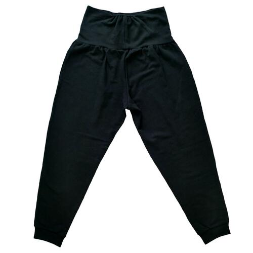 マタニティパンツ  ストレッチリップルリブ ジョガーパンツ ブラック×L