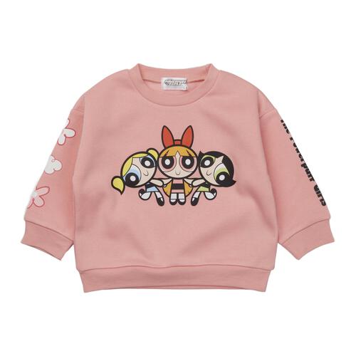 パワパフ 長袖デイリートレーナー 起毛 集合＆袖ロゴ ピンク&times;100cm ベビーザらス限定