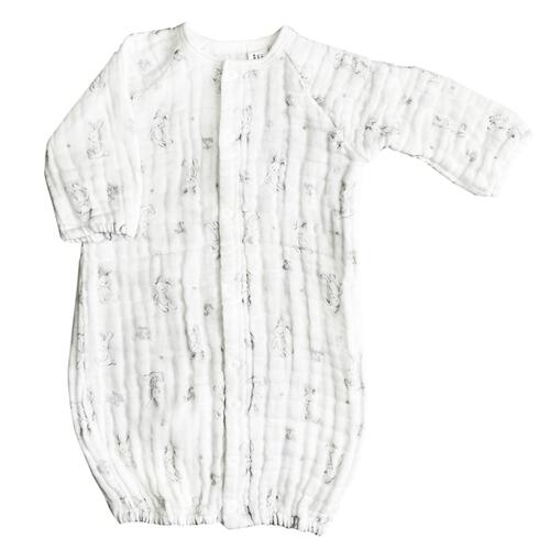 新生児2WAYドレス 多重ガーゼ ウサギ(ホワイト×50-70cm)  ベビーザらス限定