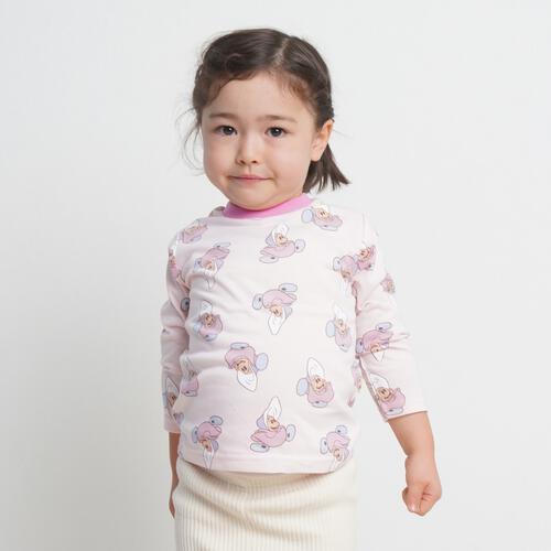 Disney ディズニー ヤングオイスター 長袖Tシャツ 天竺 総柄 ピンク&times;90cm ベビーザらス限定