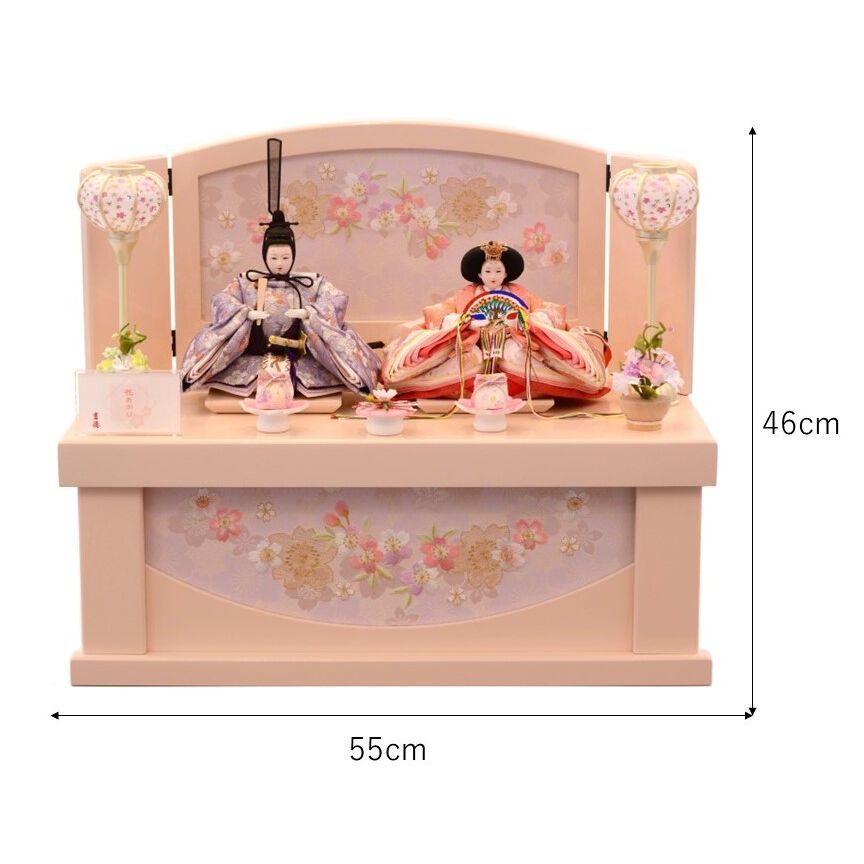 雛人形】収納飾り 親王飾り「桜刺繍ピンク」 (605838)ひな人形