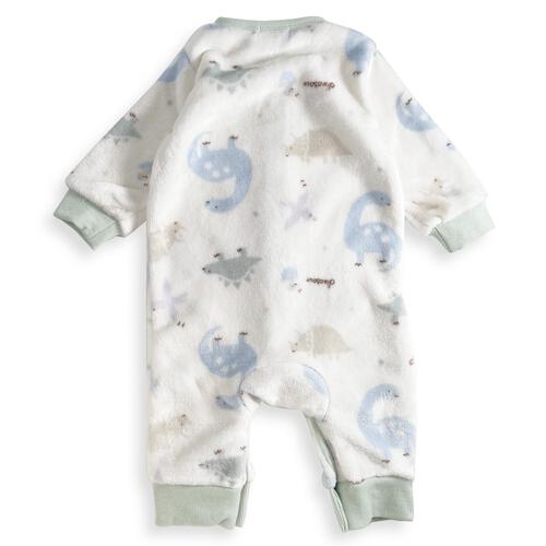 長袖カバーオール フリース 恐竜柄 グリーン×80cm