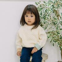 ベビーザらス限定　RAT-A-TATR ラッタッター ケーブルニット(ホワイト&times;80cm)