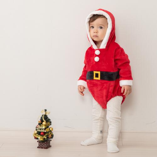 クリスマスボディスーツ 帽子付きサンタ コスチューム ベビー サンタクロース コスチューム 子供 衣装 レッド×80cm ベビーザらス限定