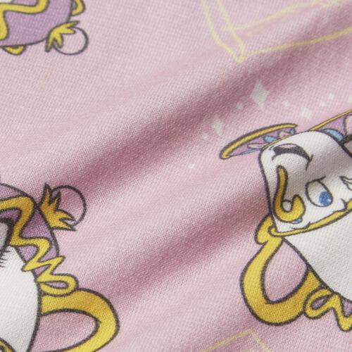 ディズニー 半袖ボディスーツ 総柄 ポット婦人＆チップ ピンク&times;70cm