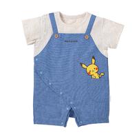 monpoke モンポケ 半袖ロンパース サロペット型 ブルー&times;70cm 