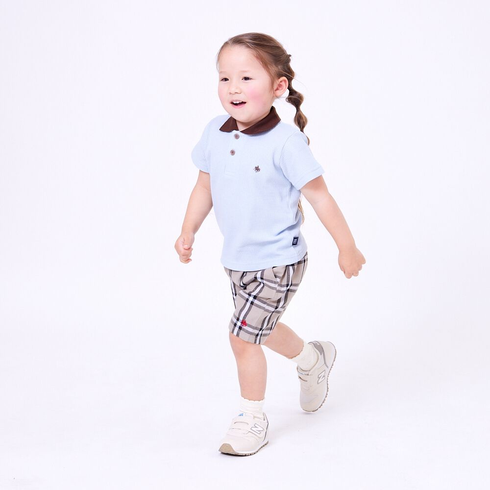 POLO BCS ワッフル半袖ポロシャツ サックス×90cm | マタニティ・ベビー