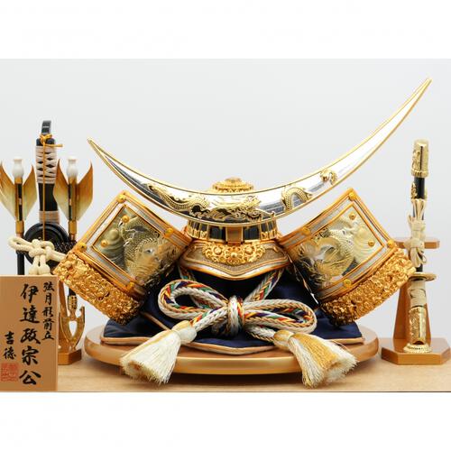 【五月人形】兜ケース飾り「伊達政宗金色市松パノラマアクリル」（538713）トイザらス・ベビーザらス限定【メーカー直送】