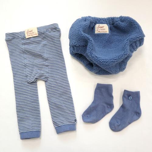 【FirstCloset×mioさん】 足付きレギンス × ボアブルマ ブルー×フリー ベビーザらス限定