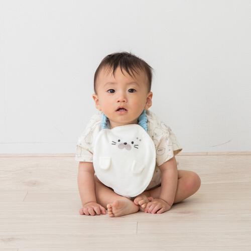 スタイ付きボディスーツ 天竺 アザラシ ナチュラル&times;70cm