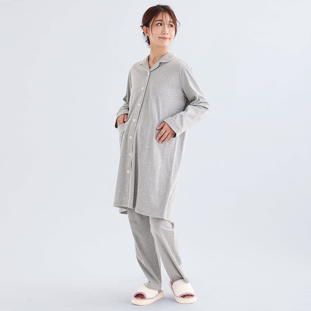 センター授乳開き長袖パジャマ(グレー×M-L) ベビーザらス限定