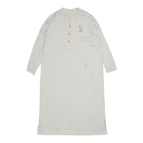 monpoke モンポケ 長袖前開きワンピースパジャマ ワンポイント グレー&times;M-L ベビーザらス限定