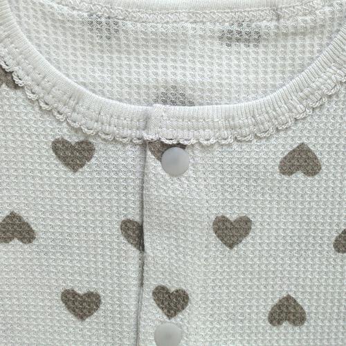 長袖前開きロンパース肌着 2枚組 ワッフル ハート グレー×80cm ベビーザらス限定