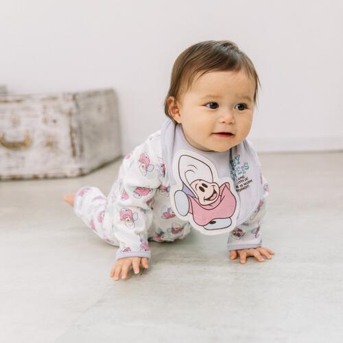 ディズニー 長袖前開きプレオール スタイ付き ヤングオイスター(ピンク×70-80cm)