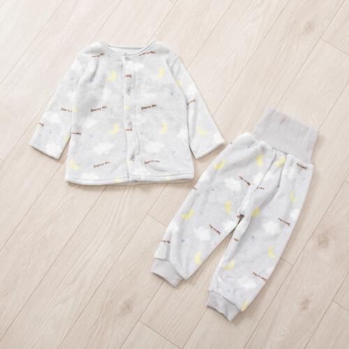 長袖腹巻パジャマ フリース 雲柄 グレー×95cm