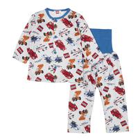 TOMICA トミカ 前開き長袖パジャマ 総柄 キルト 腹巻付き ブルー×110cm