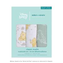 aden + anais エイデンアンドアネイ エッセンシャルズ ディズニーウォッシュクロス 3枚組 ウィニーフレンズ(イエロー×フリー)