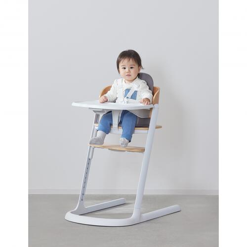 木製ハイチェア ウッドグローイングチェア マット付 (ホワイト＆ナチュラル) 7カ月頃～6歳頃対応