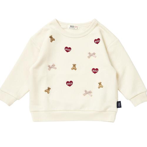 POLO BCS ハート刺繍トレーナー アイボリー×90cm ベビーザらス限定