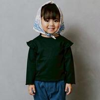 sophitica 天竺 肩フリル 長袖デイリーTシャツ ブラック×90cm