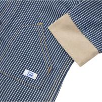 BUDDYLEE 長袖前開きロンパース 衿付き デニム×ニットコール グレー×70cm ベビーザらス限定