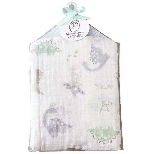 モスリンガーゼおくるみ 恐竜柄(ホワイト×Free) ベビーザらス限定