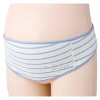 犬印ふわふわパイルボーダー妊婦帯（サックス×M）