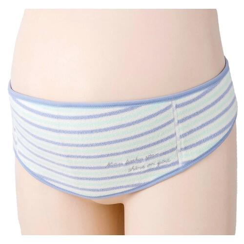 犬印ふわふわパイルボーダー妊婦帯（サックス×M）