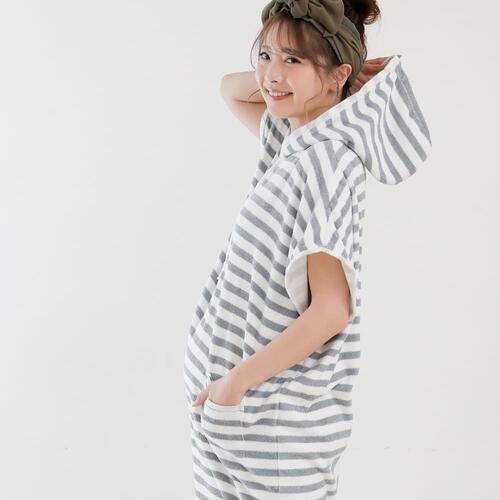 バスローブポンチョ（グレー）(グレー×M-L)