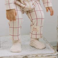 【FirstCloset×mioさん】 長袖ファスナーオール 格子柄 裏毛 ナチュラル×80cm ベビーザらス限定