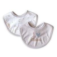 アイラブパパママ ママ2Ｐスタイ(ライトパステルグレー×F) ベビーザらス限定