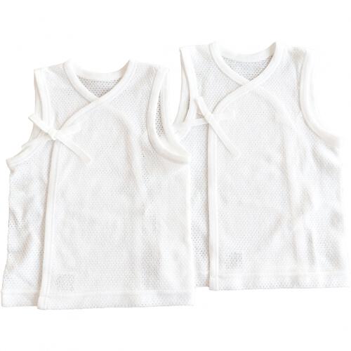 日本製 ノースリーブメッシュ短肌着  2枚組 ひもタイプ 50-60cm