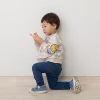 SNOOPY スヌーピー トレーナー 総柄 ワッペン ベージュ×95cm