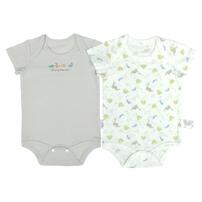 2枚組半袖ロンパース肌着メッシュニット 恐竜 グレー&times;80cm ベビーザらス限定