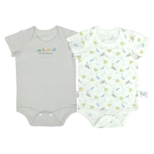 2枚組半袖ロンパース肌着メッシュニット 恐竜 グレー&times;80cm ベビーザらス限定