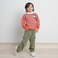 【TOMICA kie_158さんプロデュース】TOMICA トミカ 衿付き ボーダーＴシャツ レッド×120cm