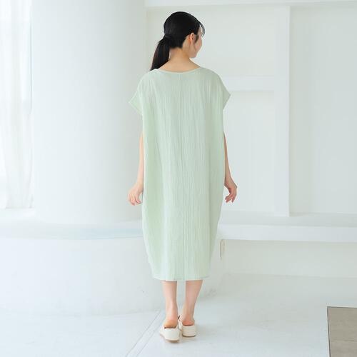 ぽこぽこガーゼの湯上りワンピ グレー×M-L